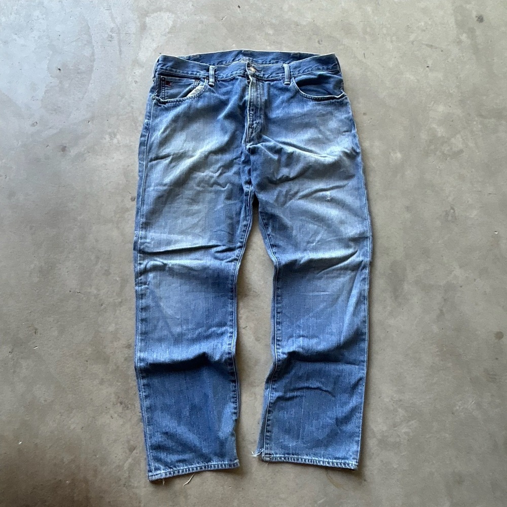 Polo Ralph Lauren Straight Leg Distressed Medium Wash Denim Jeans Mens 36x32